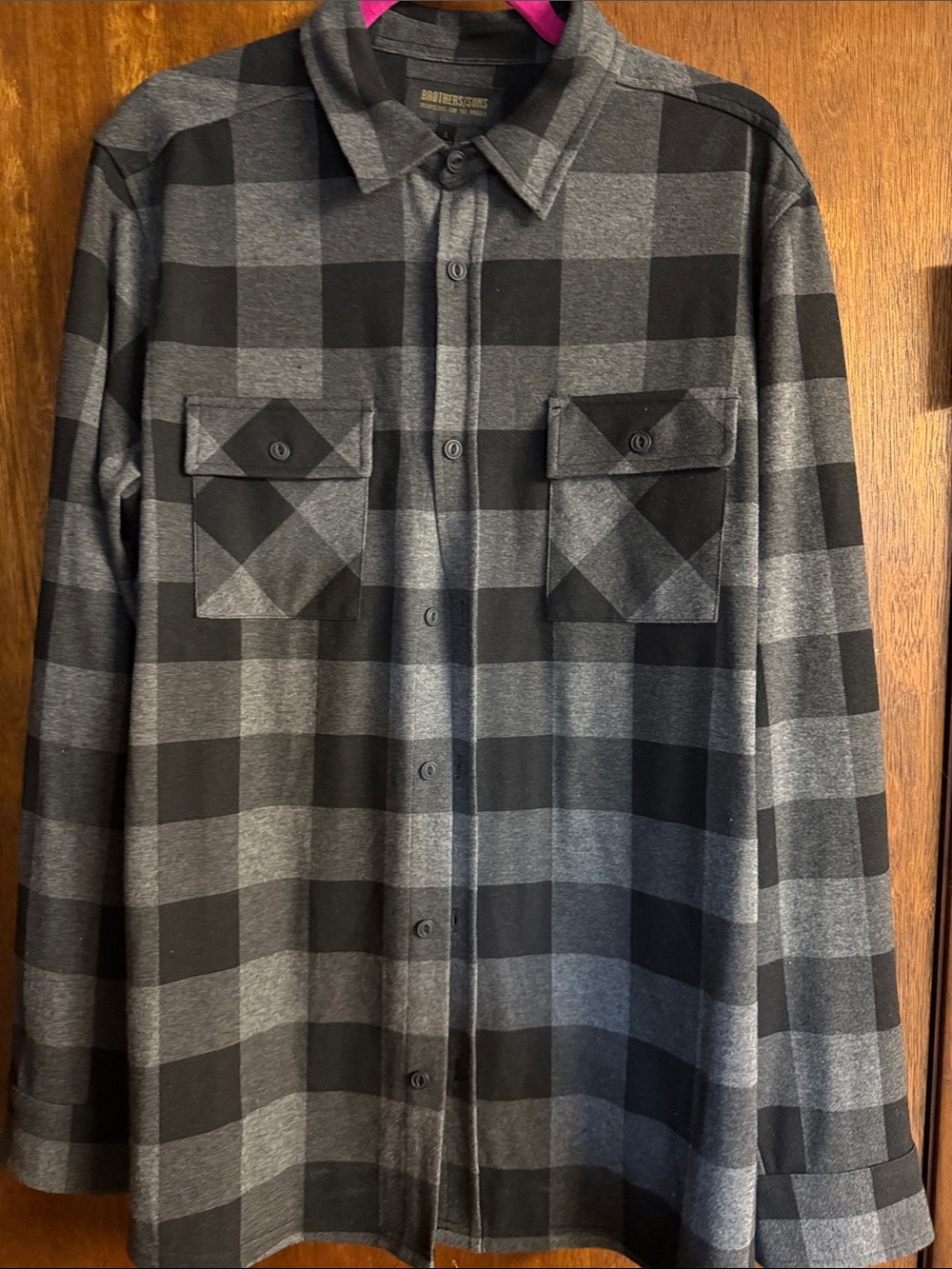 Black and Gray Plaid Button-Down Shirt